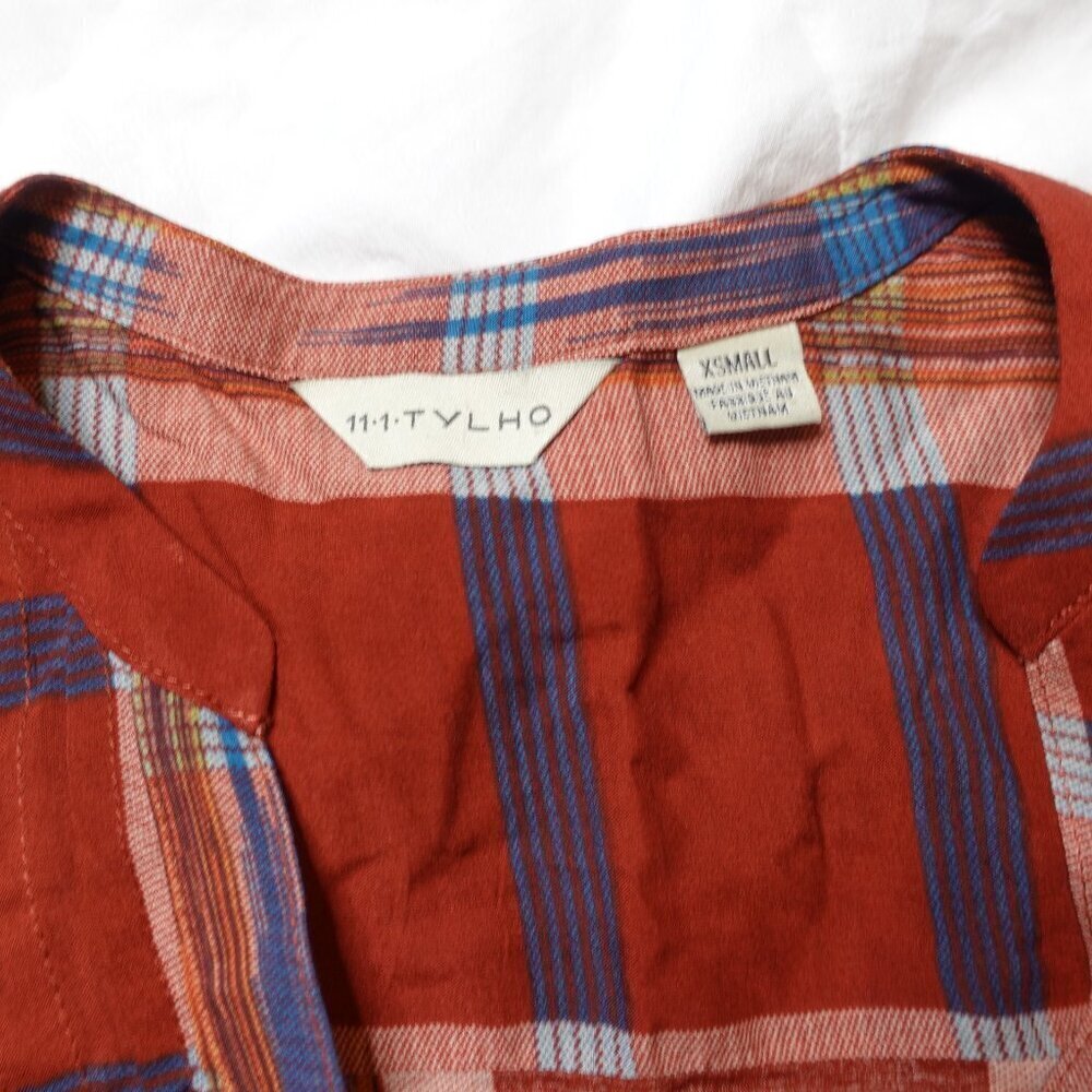 TYLHO Anthropologie Rayon sao paulo red plaid tunic shirt dress Women's size XS - Picture 5 of 9